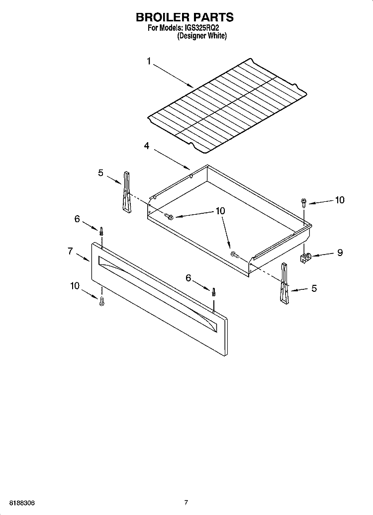 BROILER PARTS Diagram and Parts List for IGS325RQ2  Inglis Range