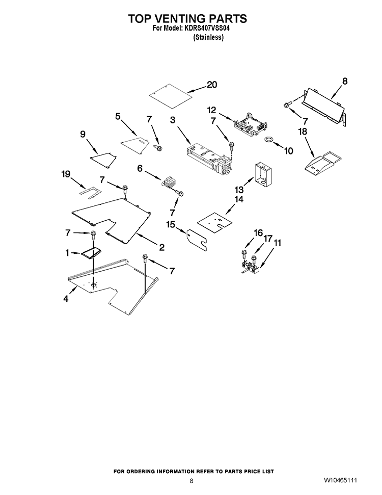 TOP VENTING PARTS Diagram and Parts List for KDRS407VSS04  KitchenAid Range