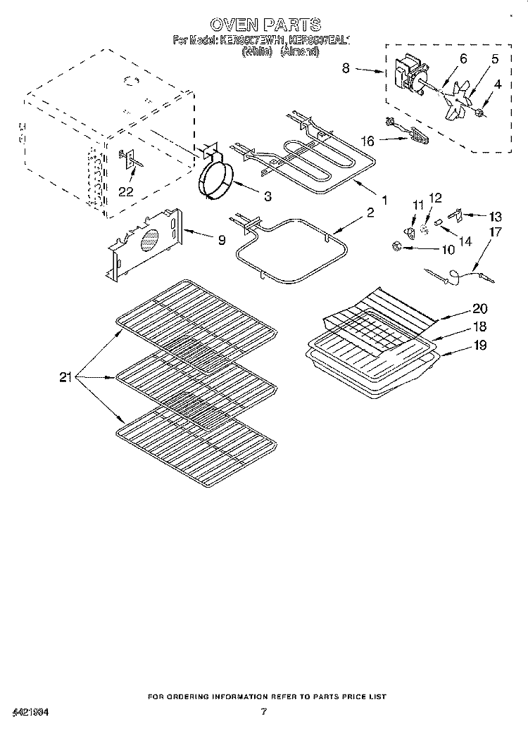 OVEN Diagram and Parts List for KERS507EWH1  KitchenAid Range