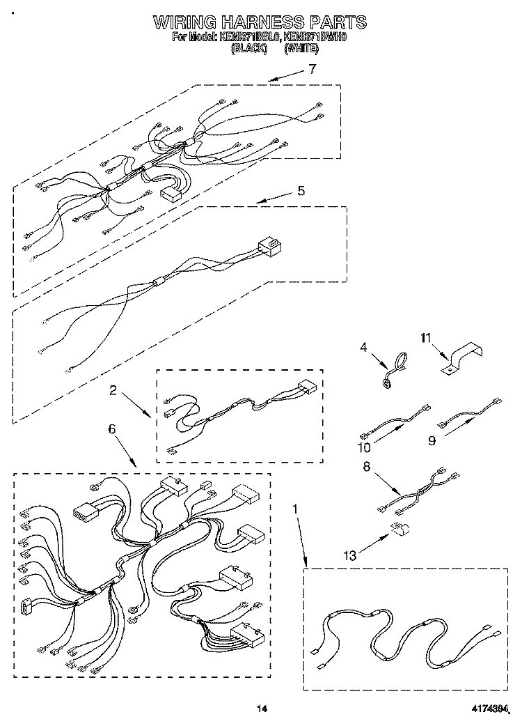 WIRING HARNESS, OPTIONAL Diagram and Parts List for KEMI371BBL0  KitchenAid Wall Oven