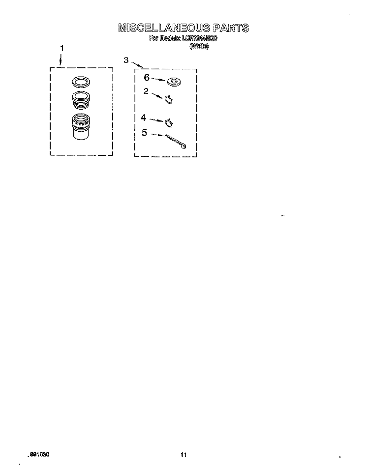 MISCELLANEOUS, OPTIONAL Diagram and Parts List for LCR7244HQ0  Whirlpool Washer