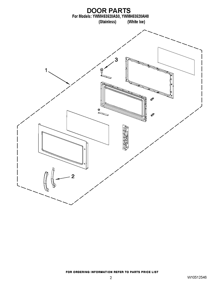 DOOR PARTS Diagram and Parts List for YWMH53520AH0  Whirlpool Microwave