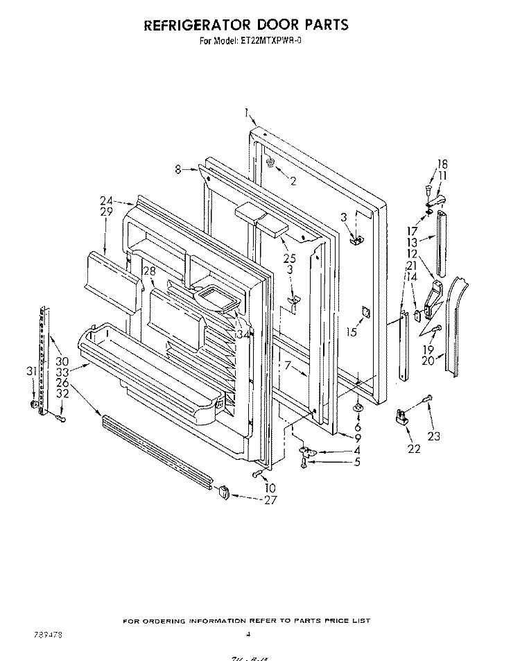 REFRIGERATOR Diagram and Parts List for ET22MTXPWR0  Whirlpool Refrigerator