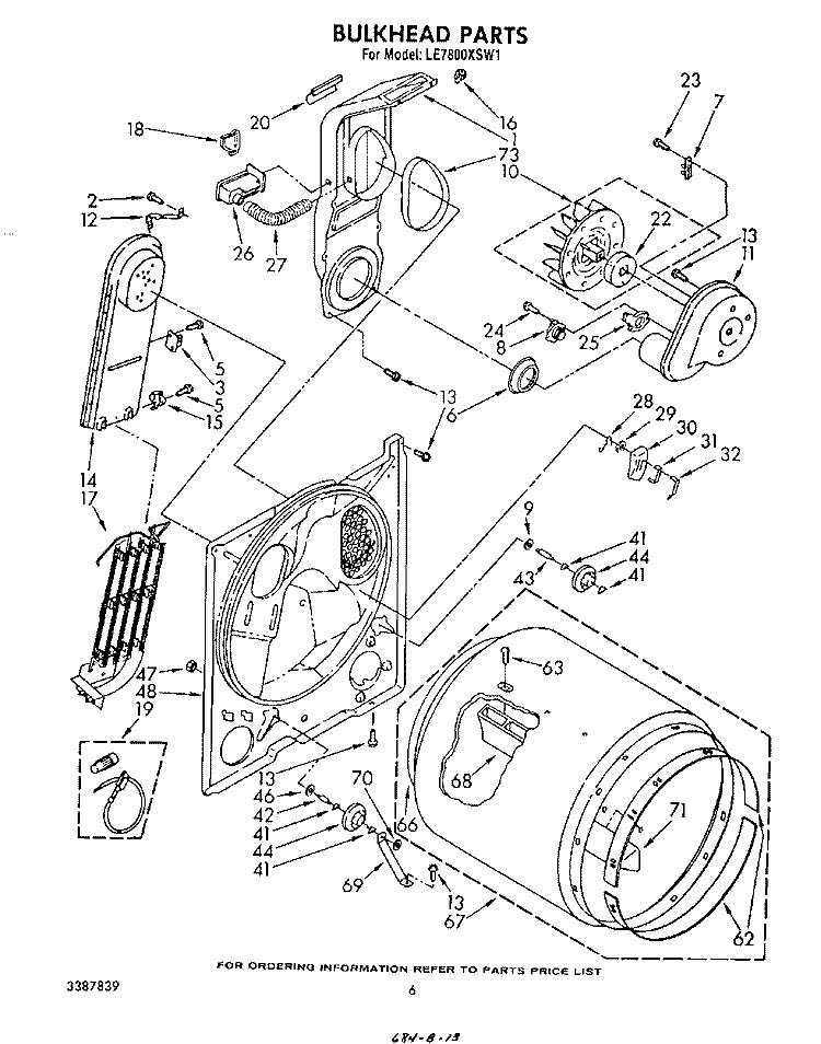 SECTION Diagram and Parts List for LE7800XSW1  Whirlpool Dryer