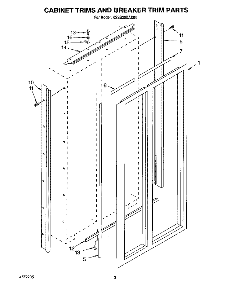 SECTION Diagram and Parts List for KSSS36DAX04  KitchenAid Refrigerator