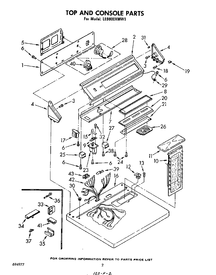 SECTION Diagram and Parts List for LE9800XMW1  Whirlpool Dryer