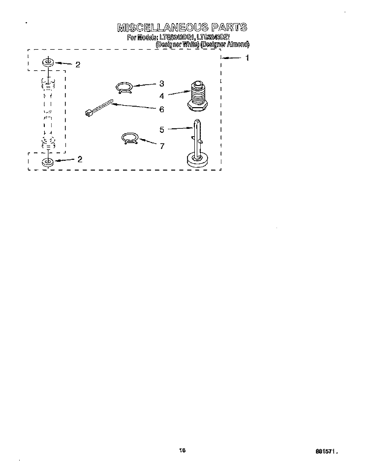 MISCELLANEOUS, LIT/OPTIONAL Diagram and Parts List for LTG5243DQ1  Whirlpool Washer Dryer Combo