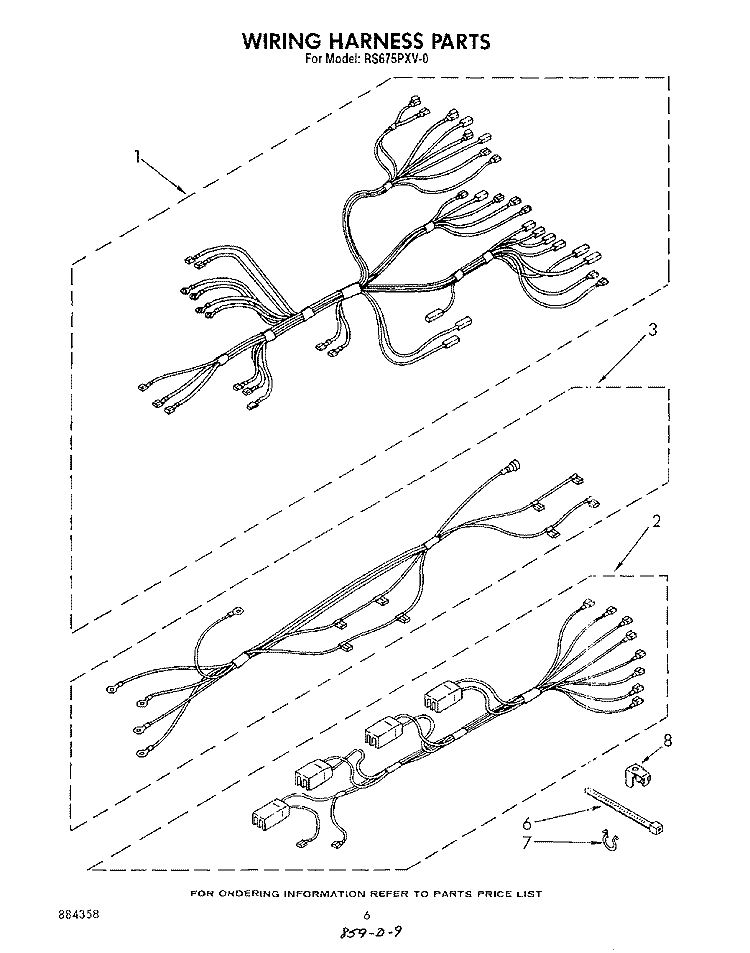 WIRING HARNESS , LIT/OPTIONAL Diagram and Parts List for RS675PXV0  Whirlpool Range