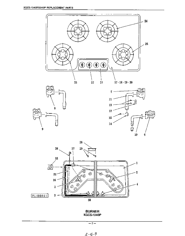 BURNER Diagram and Parts List for KGCS1340P  KitchenAid Cooktop