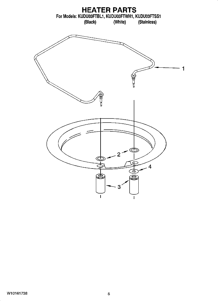 HEATER PARTS Diagram and Parts List for KUDU03FTWH1  KitchenAid Dishwasher