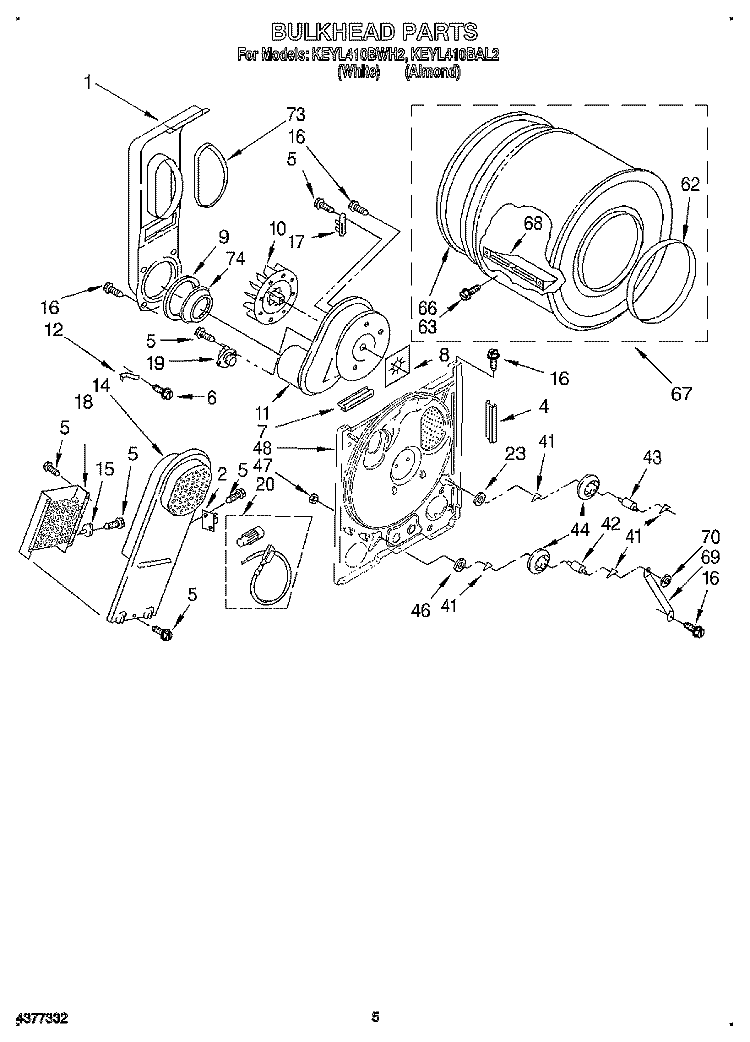 SECTION Diagram and Parts List for KEYL410BAL2  KitchenAid Dryer