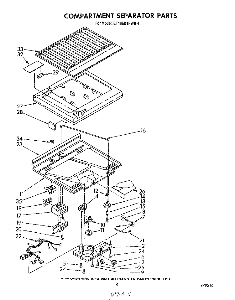 COMPARTMENT SEPARATOR Diagram and Parts List for ET16EK1PWR1  Whirlpool Refrigerator