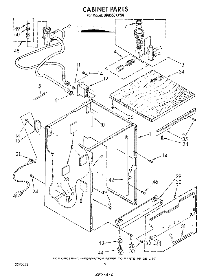 CABINET Diagram and Parts List for DP8350XVN0  Whirlpool Dishwasher