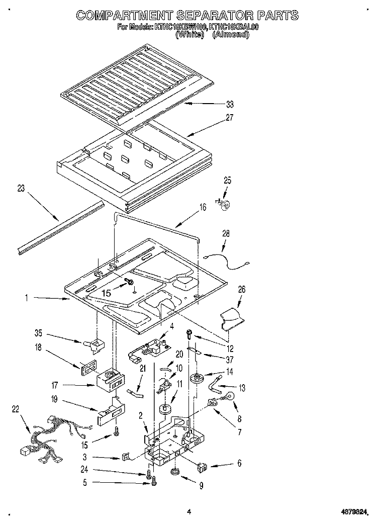 COMPARTMENT SEPARATOR Diagram and Parts List for KTHC18KBAL00  KitchenAid Refrigerator