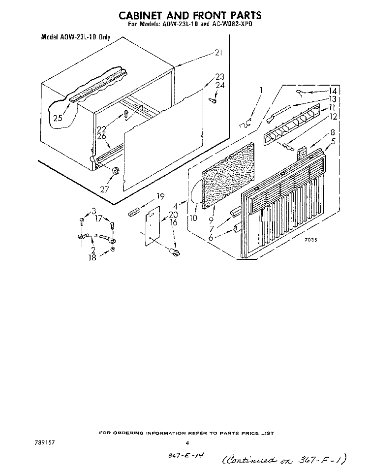 SECTION Diagram and Parts List for ACW082XP0  Whirlpool Air Conditioner
