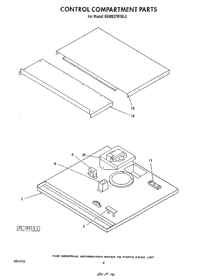 CONTROL COMPARTMENT Diagram and Parts List for KEMS376TWH0  KitchenAid Microwave Oven Combo