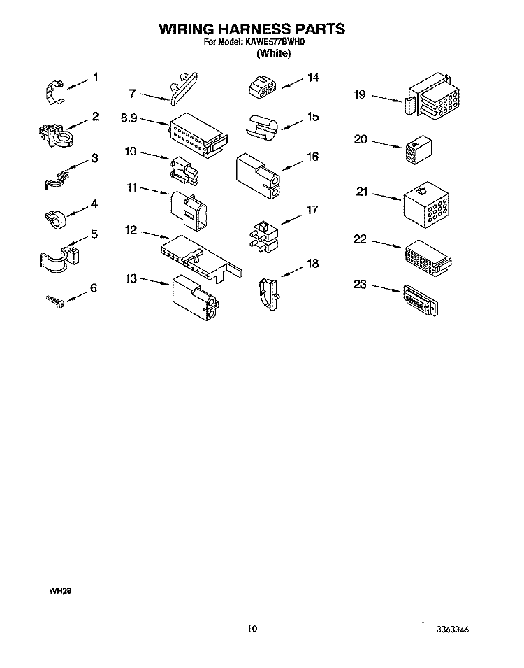 WIRING HARNESS Diagram and Parts List for KAWE577BWH0  KitchenAid Washer