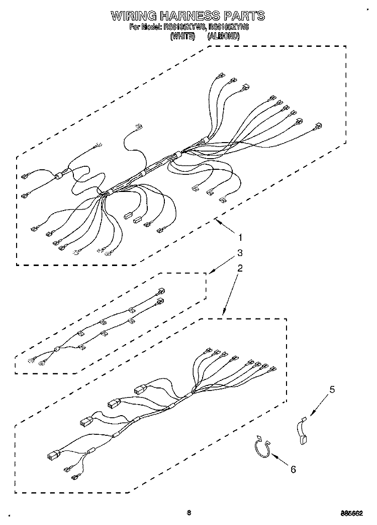 WIRING HARNESS, OPTIONAL Diagram and Parts List for RS6105XYN6  Whirlpool Range