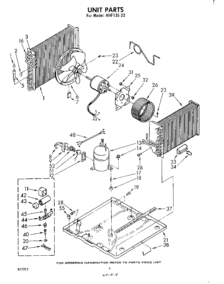 UNIT Diagram and Parts List for AHF13522  Whirlpool Air Conditioner