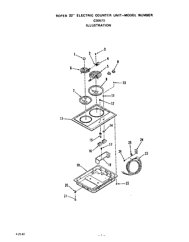 ELEC COUNTER UNIT Diagram and Parts List for C3057X0  Roper Range