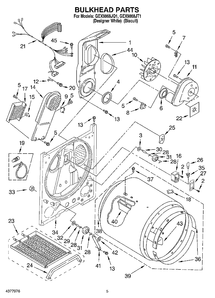 SECTION Diagram and Parts List for GEX9868JQ1  Whirlpool Dryer