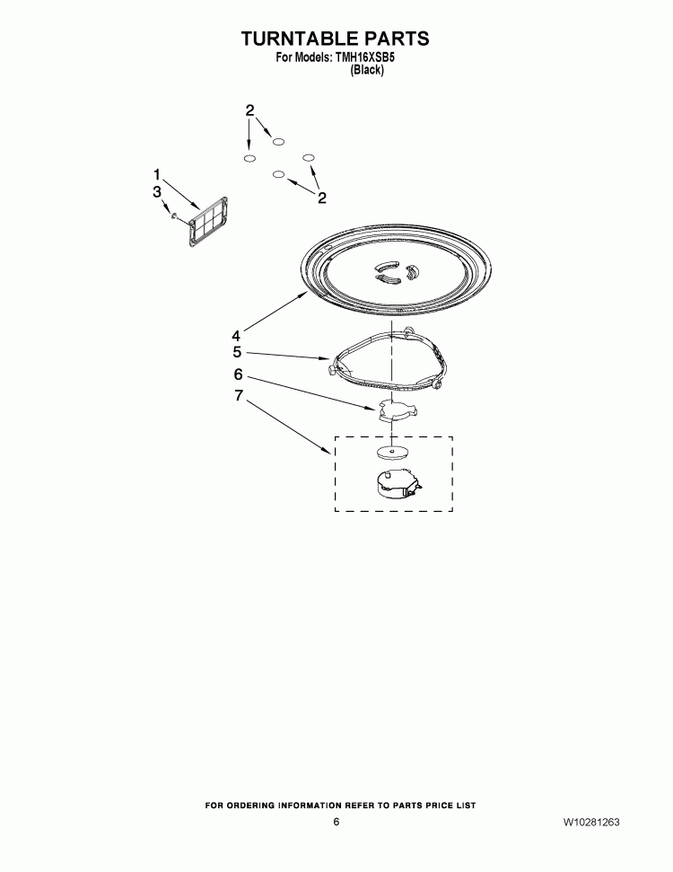 TURNTABLE PARTS Diagram and Parts List for TMH16XSB5  Estate Microwave