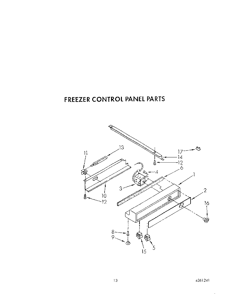 FREEZER CONTROL PANEL Diagram and Parts List for ARG4901  Whirlpool Refrigerator
