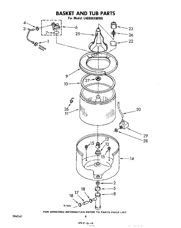 BASKET AND TUB Diagram and Parts List for LA5000XMW0  Whirlpool Washer