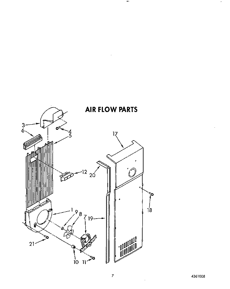 AIR FLOW Diagram and Parts List for KSRS22QXWH00  KitchenAid Refrigerator