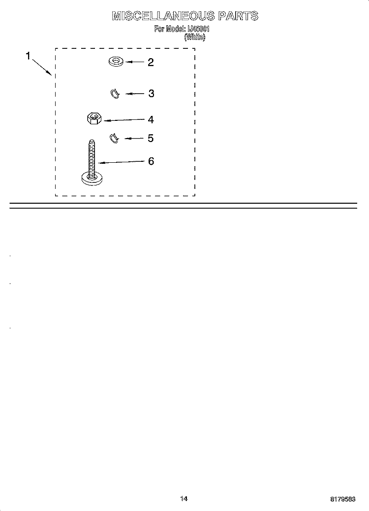 MISCELLANEOUS  PARTS, OPTIONAL PARTS (NOT INCLUDED) Diagram and Parts List for IJ45001  Inglis Washer