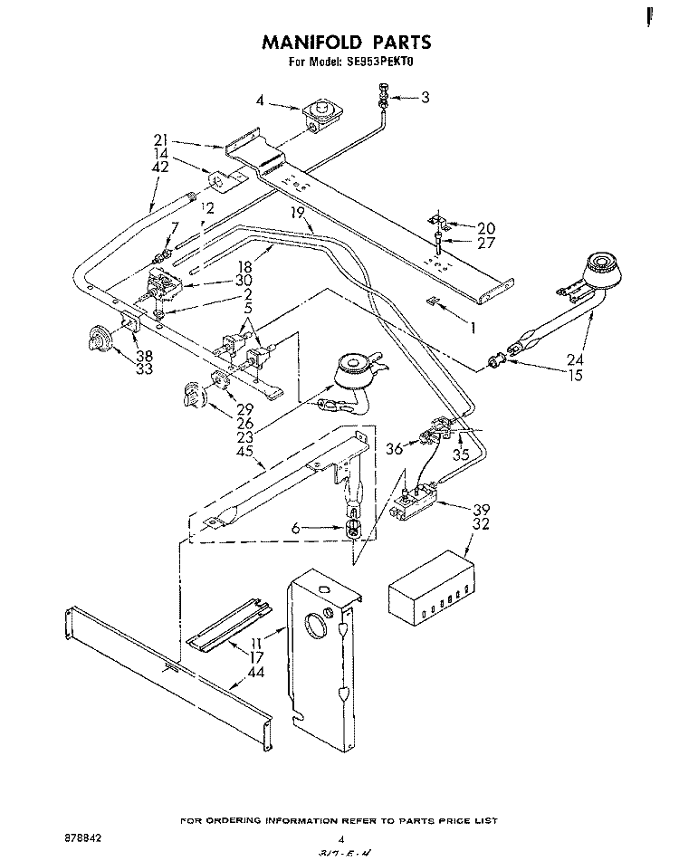 MANIFOLD Diagram and Parts List for SE953PEKT0  Whirlpool Range