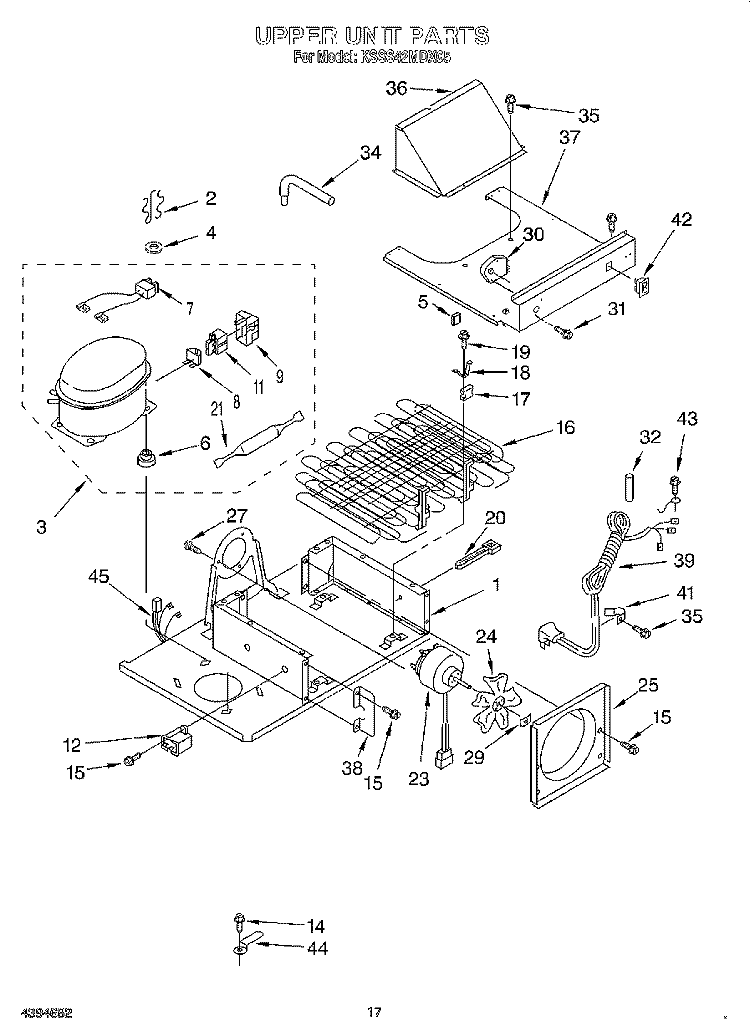 UPPER UNIT Diagram and Parts List for KSSS42MDX05  KitchenAid Refrigerator