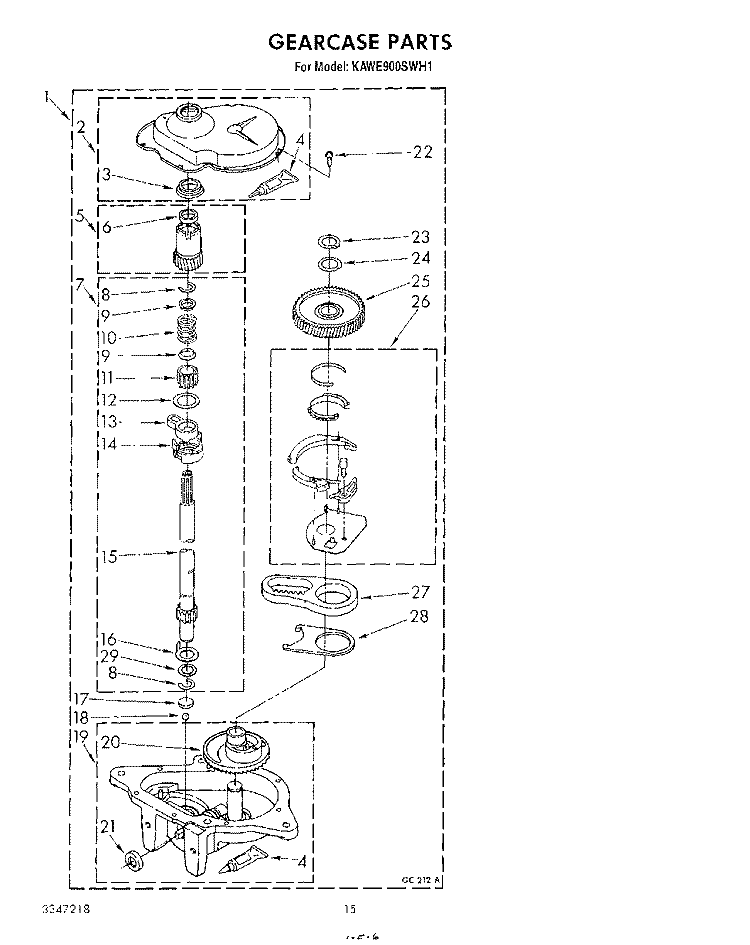 GEARCASE Diagram and Parts List for KAWE900SWH1  KitchenAid Washer