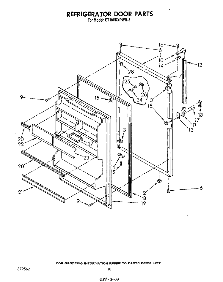 REFRIGERATOR DOOR , MISCELLANEOUS Diagram and Parts List for ET18VKXRWR3  Whirlpool Refrigerator