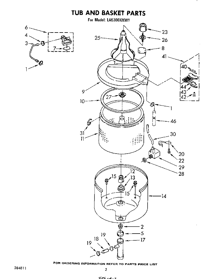 TUB AND BASKET Diagram and Parts List for LA5300XKW1  Whirlpool Washer