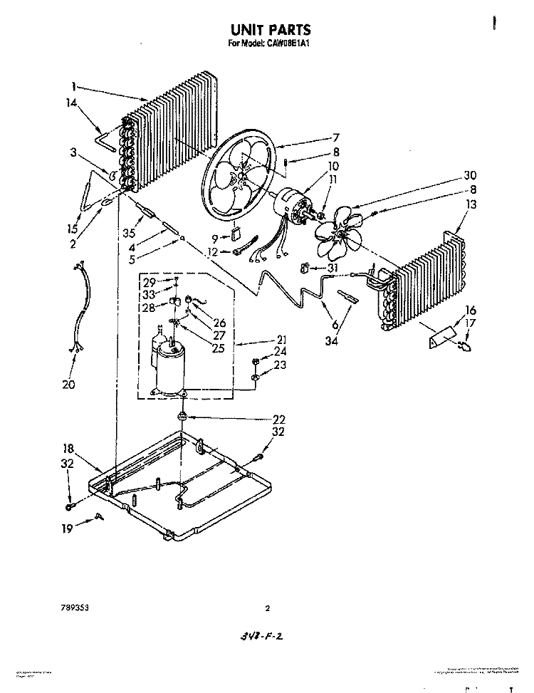 UNIT PARTS Diagram and Parts List for CAW08E1A1  Whirlpool Air Conditioner