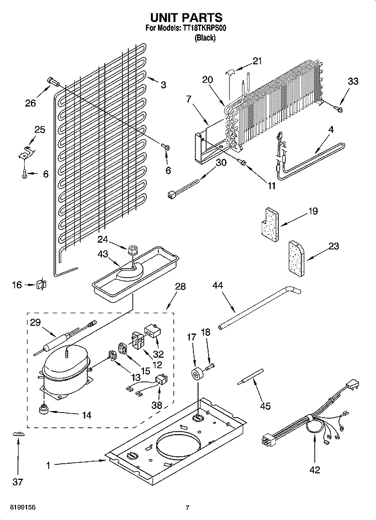 UNIT PARTS Diagram and Parts List for TT18TKRPS00  Estate Refrigerator
