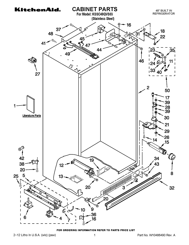 CABINET PARTS Diagram and Parts List for KSSC48QVS03  KitchenAid Refrigerator