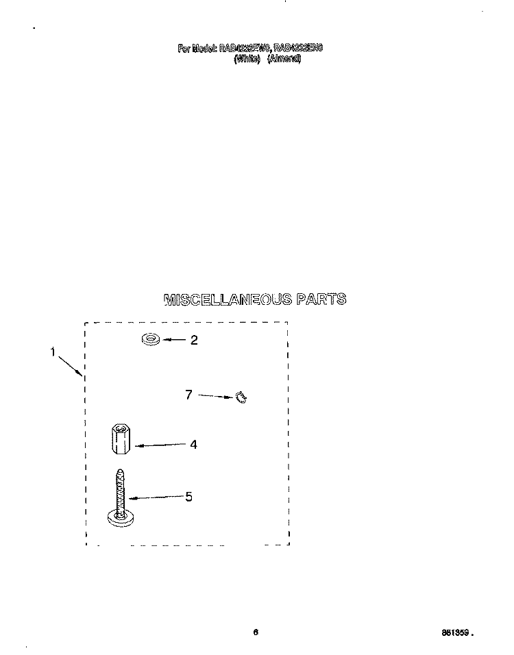 MISCELLANEOUS Diagram and Parts List for RAB4232EW0  Roper Washer