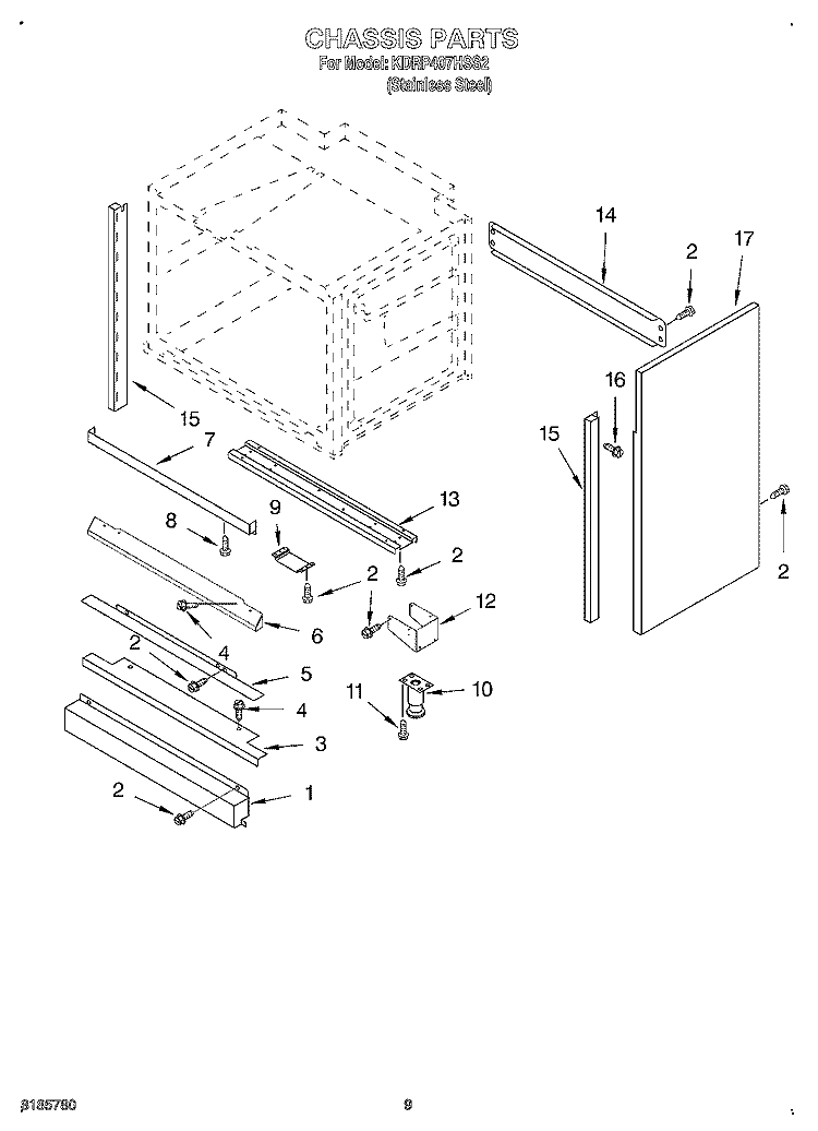 CHASSIS, OPTIONAL Diagram and Parts List for KDRP407HSS2  KitchenAid Range