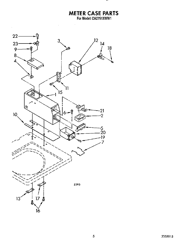 METER CASE Diagram and Parts List for CA2751XWW1  Whirlpool Washer