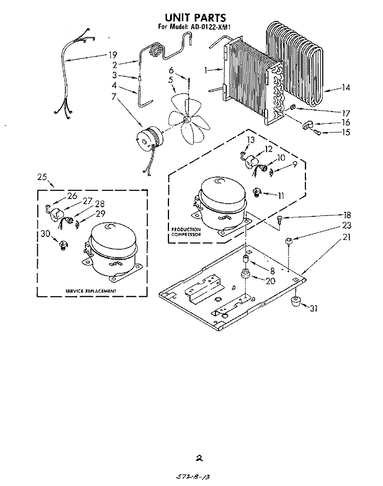 SECTION Diagram and Parts List for AD0122XM1  Whirlpool Dehumidifier
