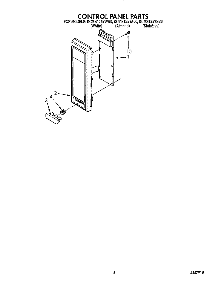 CONTROL PANEL, WIRING HARNESS Diagram and Parts List for KCMS125YWH0  KitchenAid Microwave