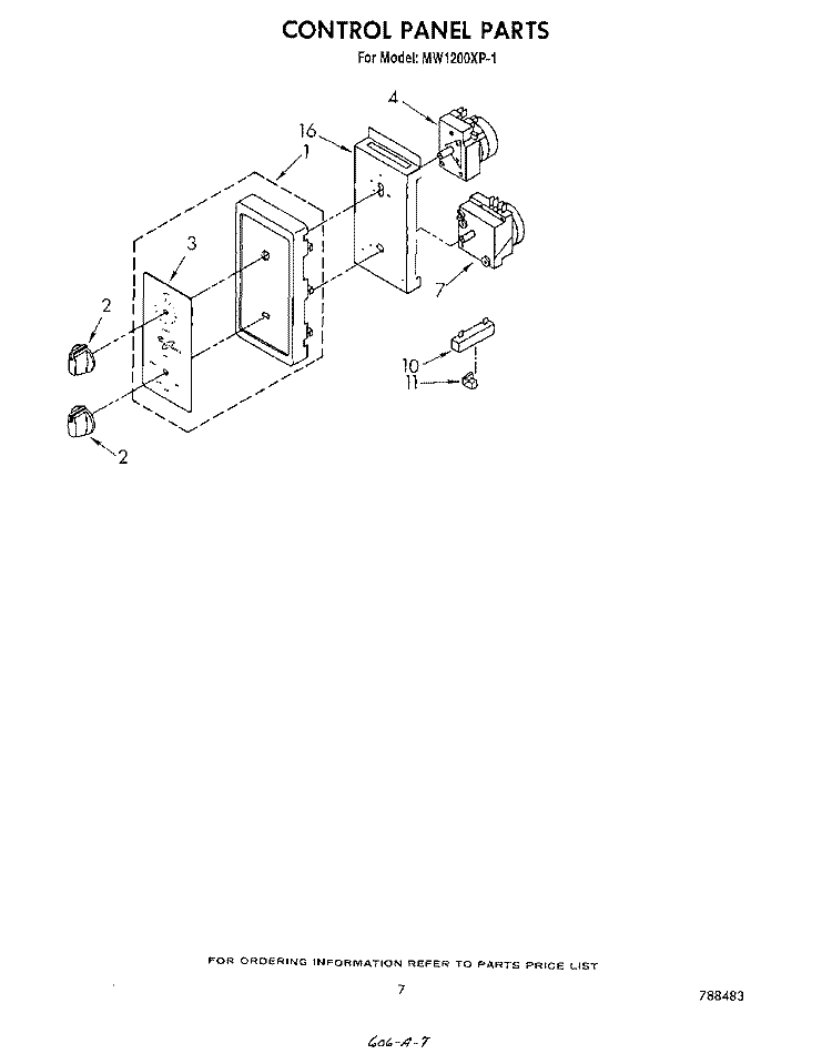 CONTROL PANEL , LITERATURE AND OPTIONAL Diagram and Parts List for MW1200XP1  Whirlpool Microwave