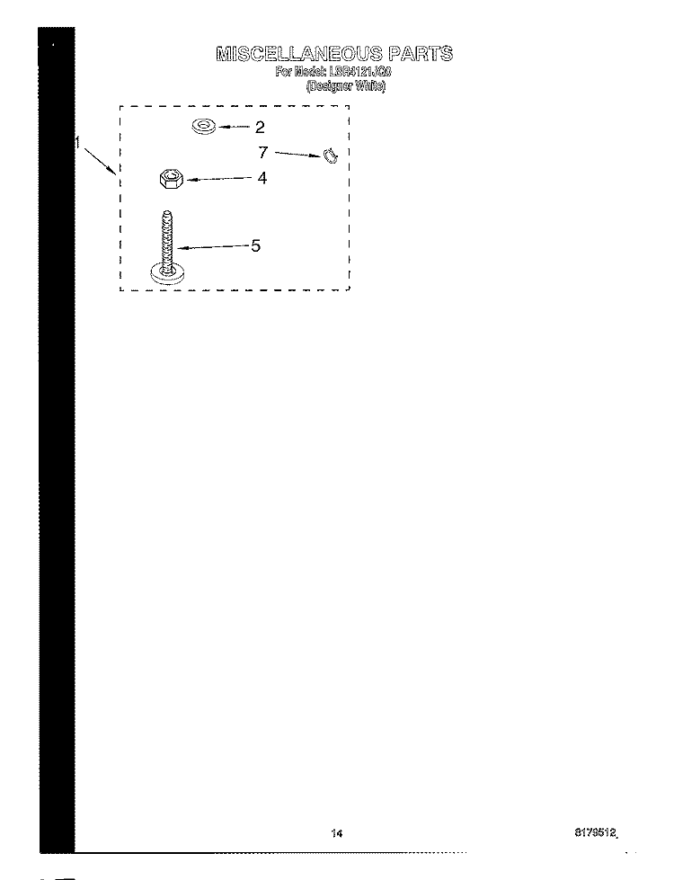 MISCELLANEOUS, OPTIONAL Diagram and Parts List for LBR4121JQ0  Whirlpool Washer