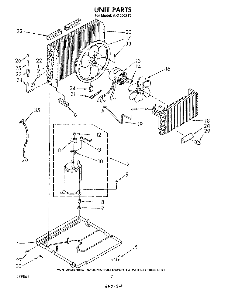UNIT, LITERATURE Diagram and Parts List for AR1000XT0  Whirlpool Air Conditioner
