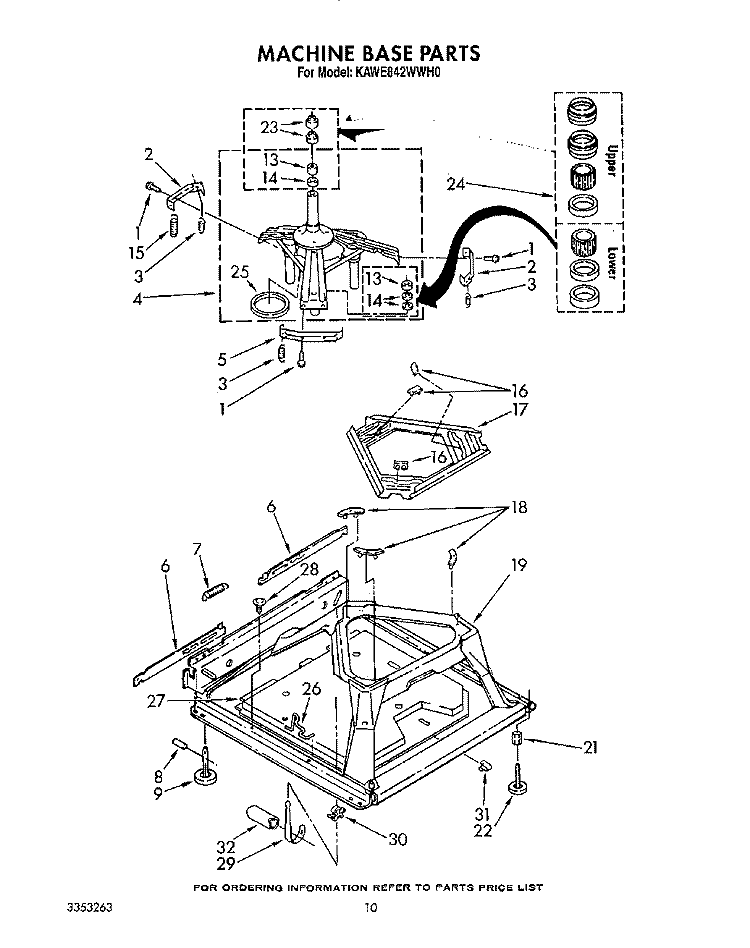 MACHINE BASE Diagram and Parts List for KAWE842WAL0  Whirlpool Washer