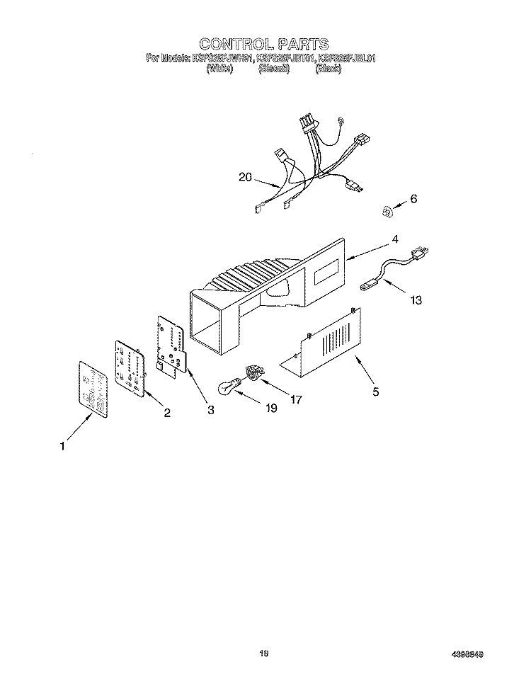 CONTROL Diagram and Parts List for KSFS25FJBT01  KitchenAid Refrigerator