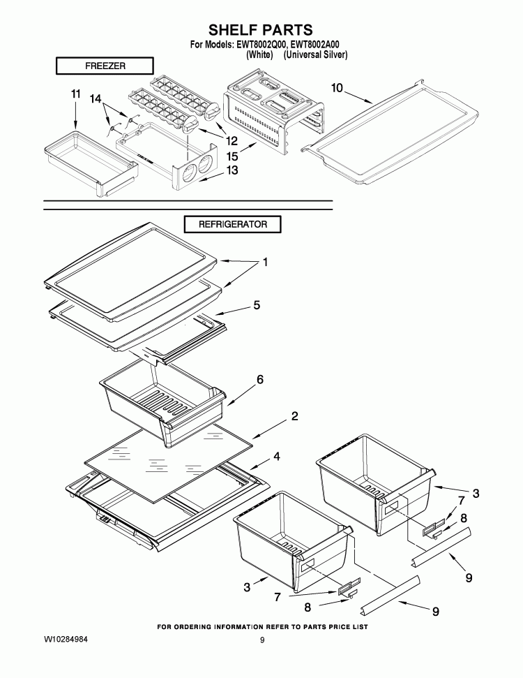 SHELF PA Diagram and Parts List for EWT8002Q00  Whirlpool Refrigerator