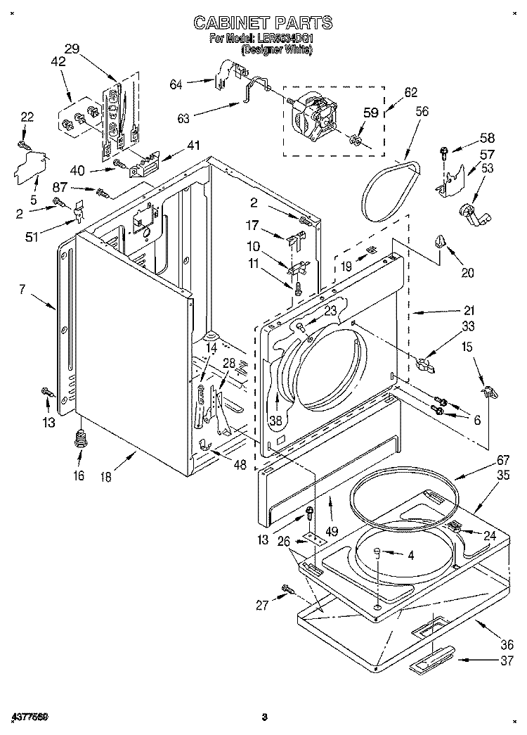 SECTION Diagram and Parts List for LER5634DQ1  Whirlpool Dryer